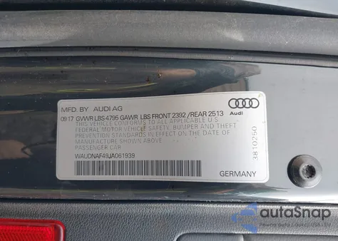 2018 Audi A4 2.0T Tech Premium z USA, uszkodzony, nr VIN WAUDNAF49JA061939
